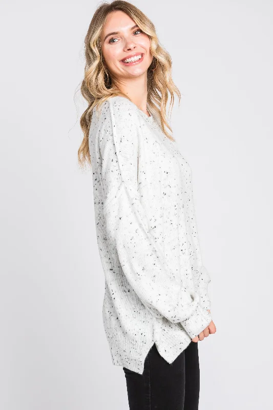 Ivory Speckled Knit Sweater