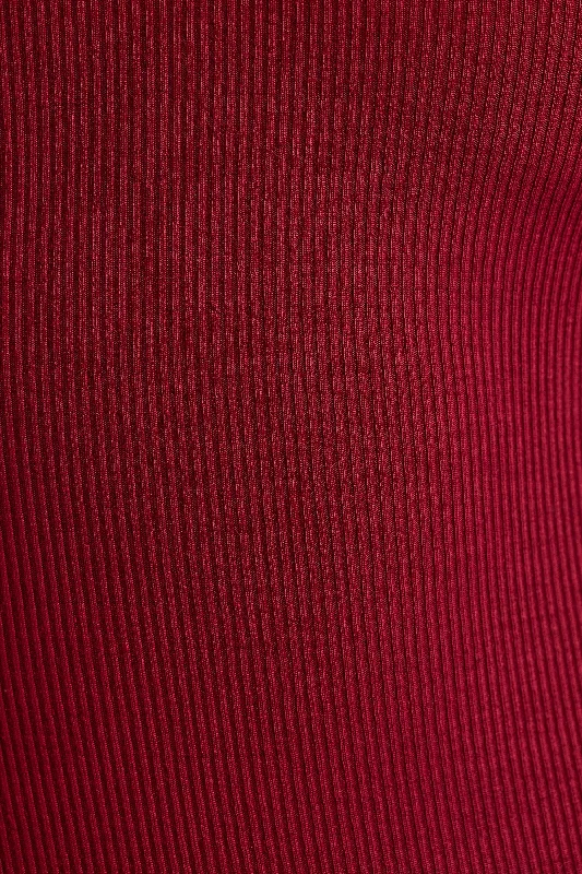 Ribbed Modal Long Sleeve Bodysuit in Maroon