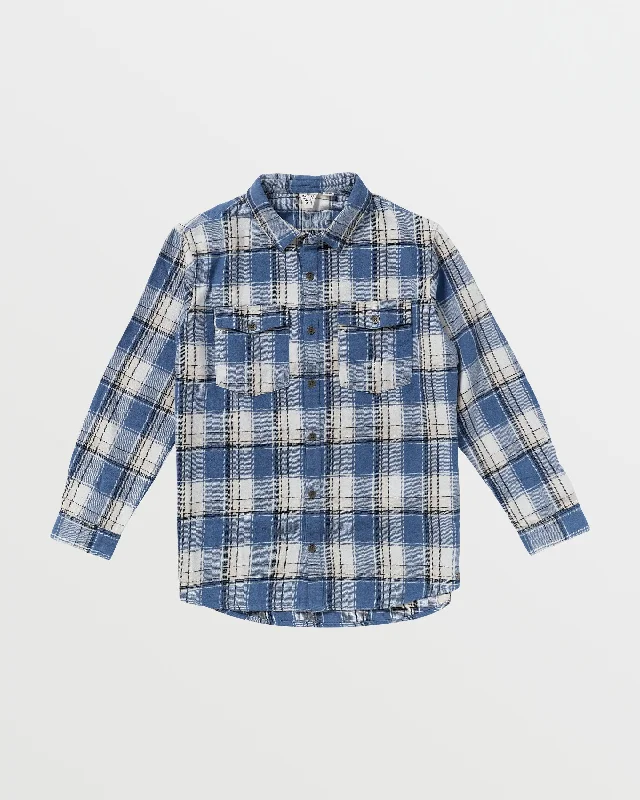 Let It Go Long Sleeve Shirt - Bijou Blue Forrest Plaid