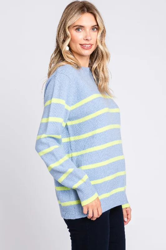 Light Blue Neon Striped Sweater