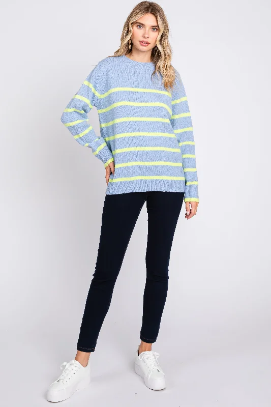 Light Blue Neon Striped Sweater