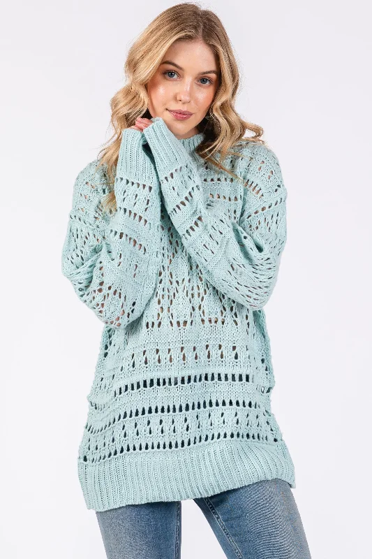 Light Blue Open Knit Sweater