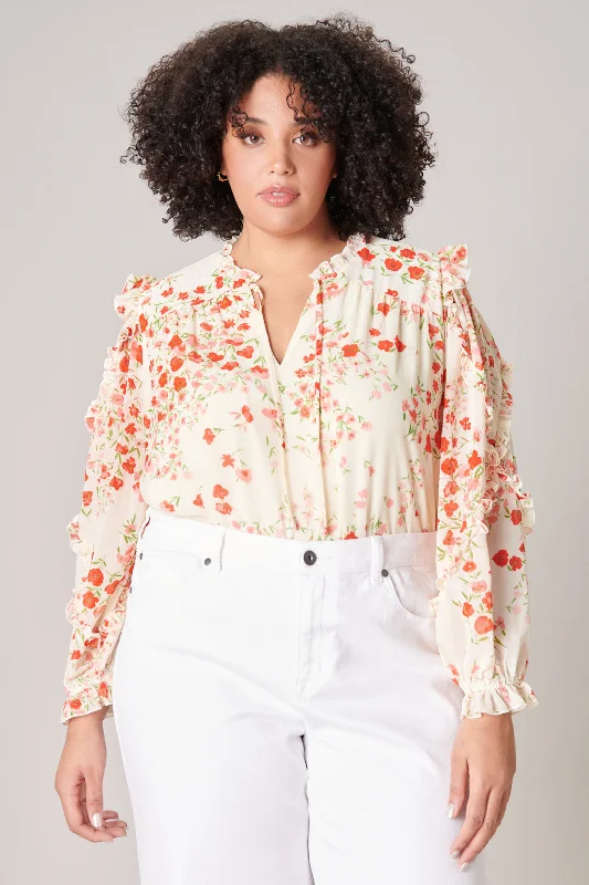 Love Bomb Raj Ruffle Balloon Sleeve Blouse Curve