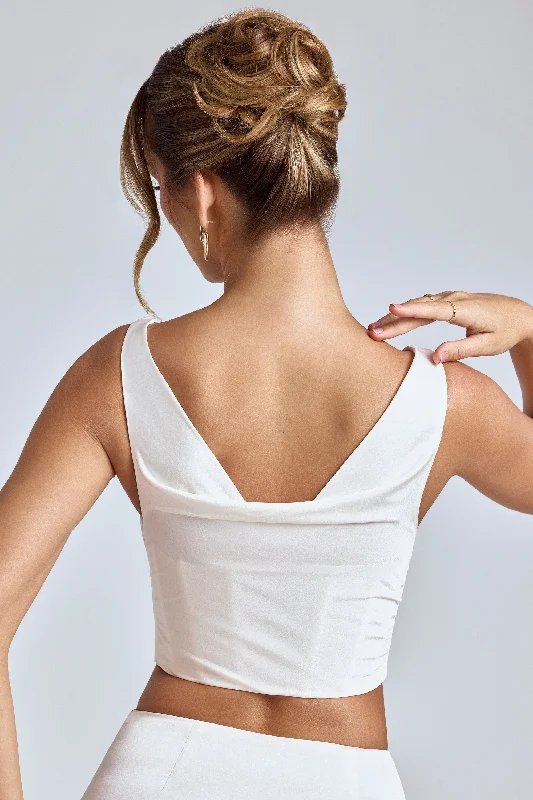 Draped Cowl Corset in White