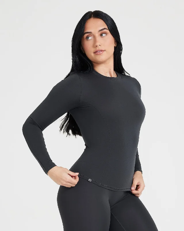 Mellow Soft Long Sleeve Top | Coal