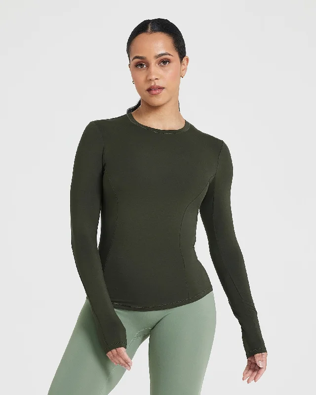 Mellow Soft Long Sleeve Top | Khaki