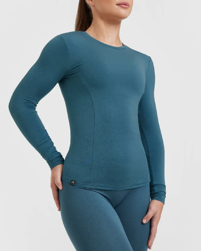 Mellow Soft Long Sleeve Top | Lake Blue