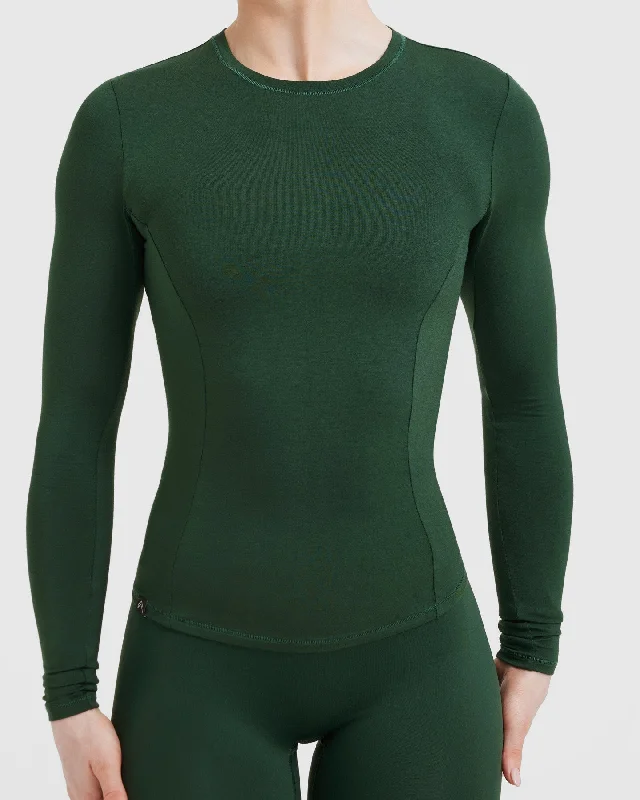 Mellow Soft Long Sleeve Top | Pine Green