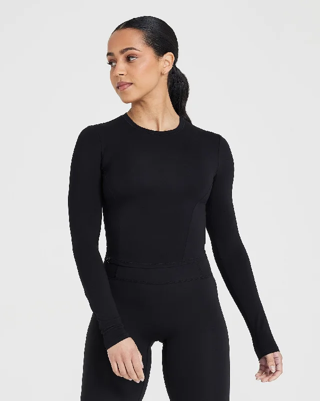 Mellow Soft Mid Long Sleeve Top | Black