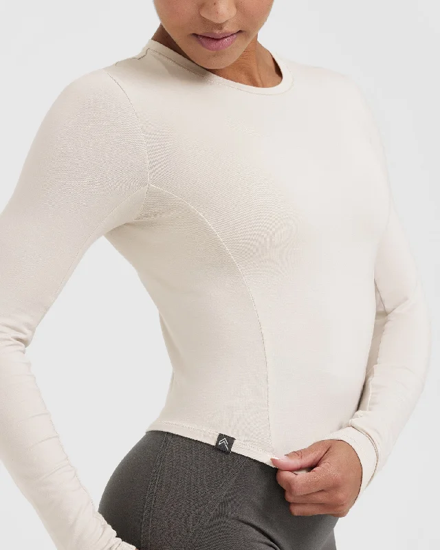 Mellow Soft Mid Long Sleeve Top | Sand