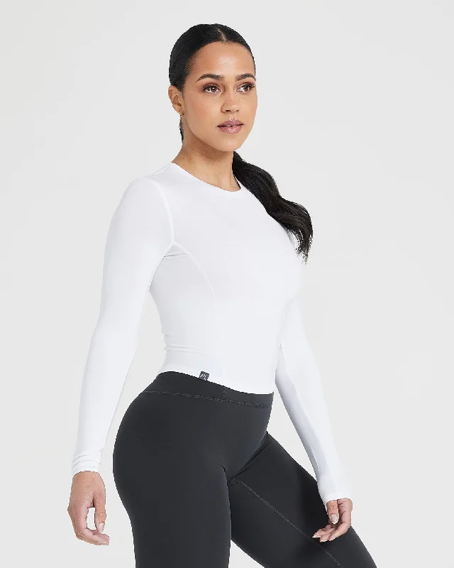 Mellow Soft Mid Long Sleeve Top | White