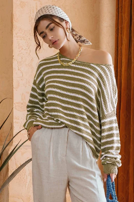 Olive Striped Sweater