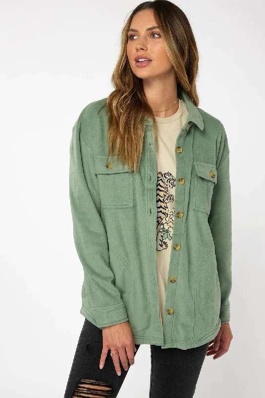 Oneill Collins Solid Shirt Jacket Women's  - Basil Green