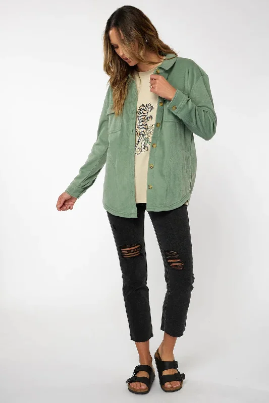 Oneill Collins Solid Shirt Jacket Women's  - Basil Green