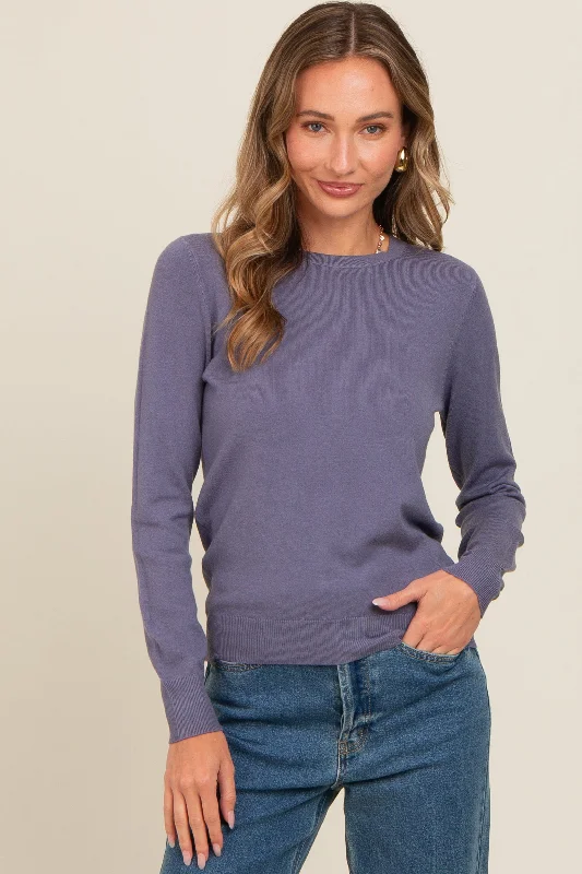 Periwinkle Basic Soft Knit Sweater