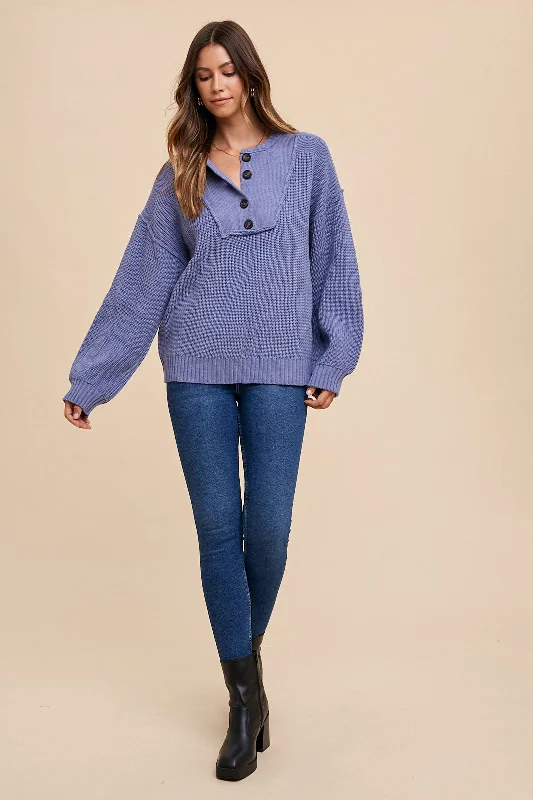 Periwinkle Front Button Knit Sweater