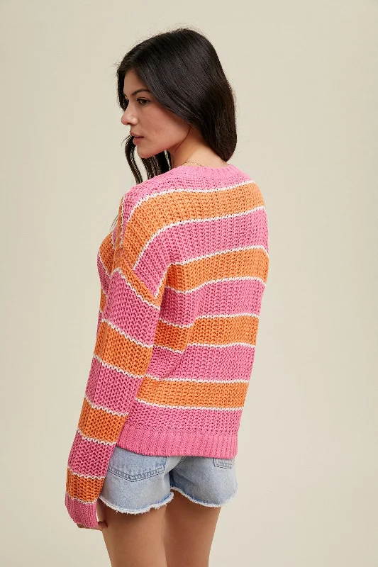 Pink Multi-Striped Sweater