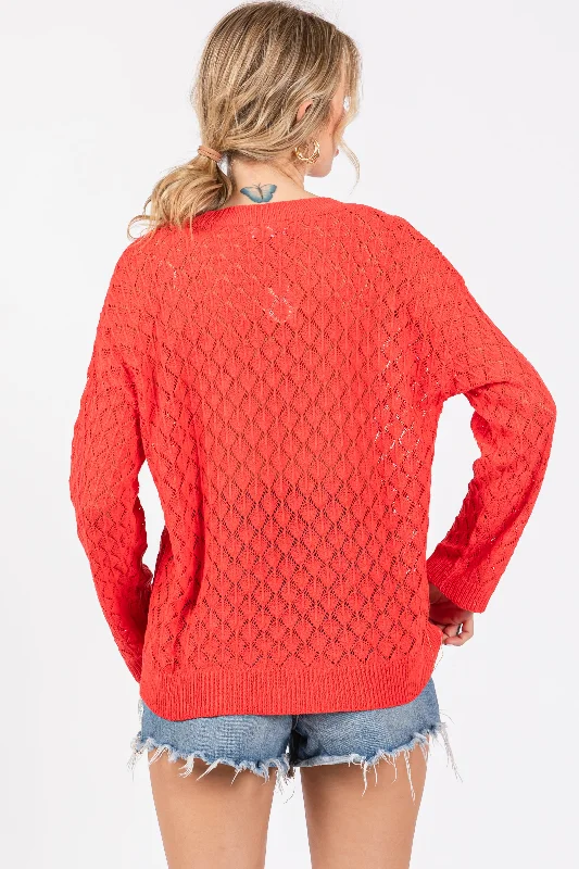 Red Diamond Open Knit Top