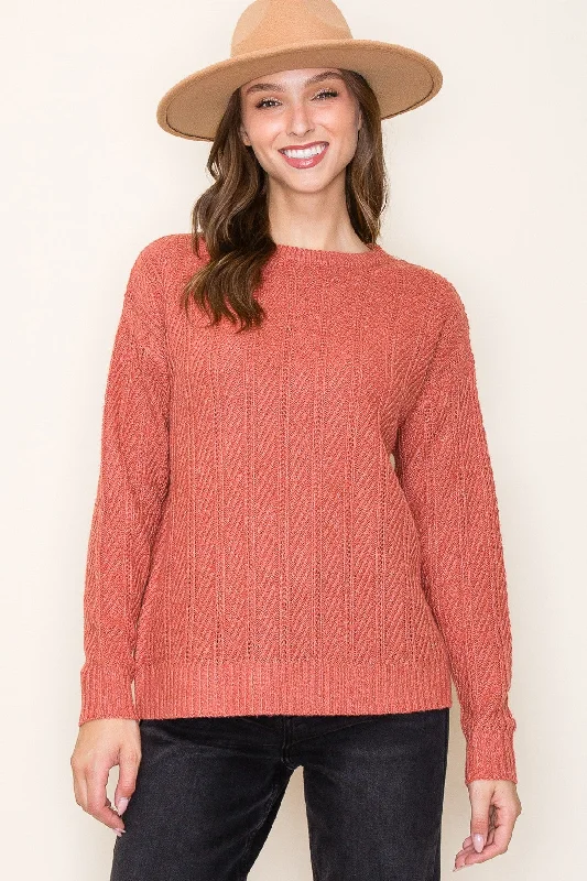 Rust Pattern Knit Sweater