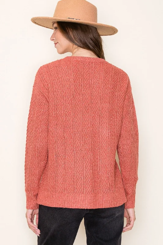 Rust Pattern Knit Sweater