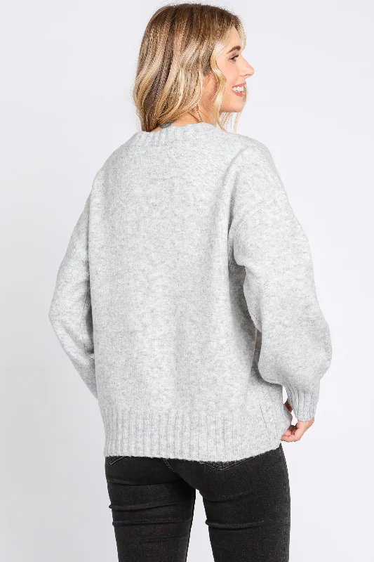 Silver Ribbed Cuff Sweater