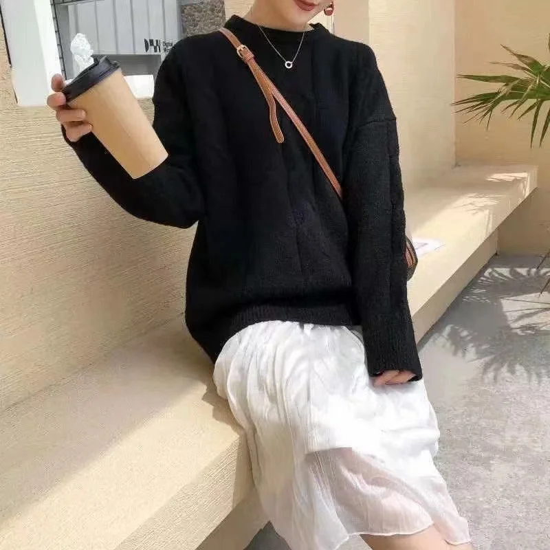 Soft Milk Blue Japanese Thickened Sweater Women's 2022 Autumn And Winter New Lazy Wind Loose Outer Wear Pullover