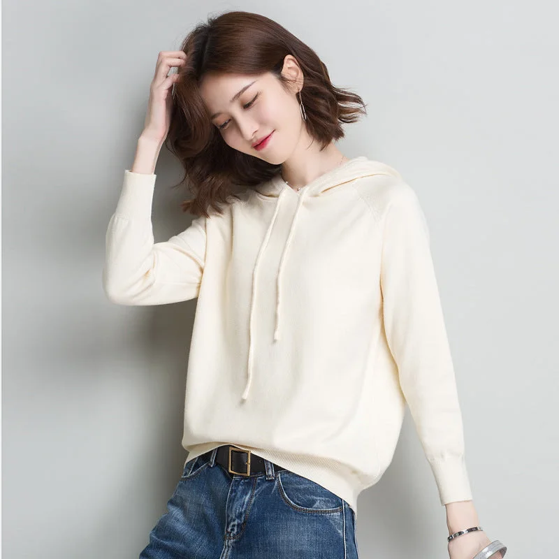 Spring New Hooded Sweater Women's Loose Casual Knitted Base Shirt Thin Coat