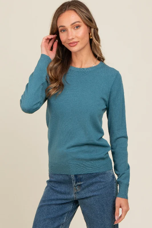 Teal Basic Soft Knit Sweater