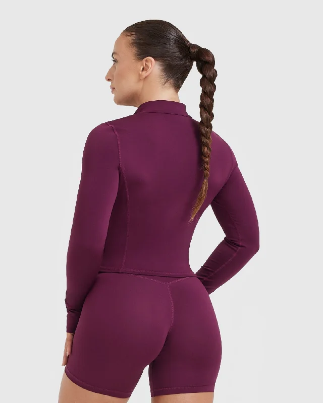 Timeless Half Zip Mid Long Sleeve Top | Ripe Fig