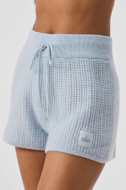 Cashmere High-Waist Plush Waffle Short - Crystal Blue