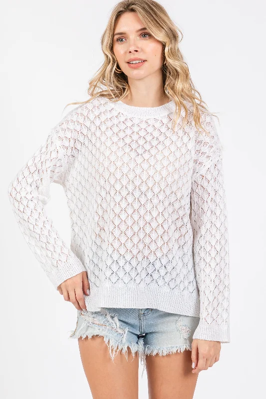 White Diamond Open Knit Top