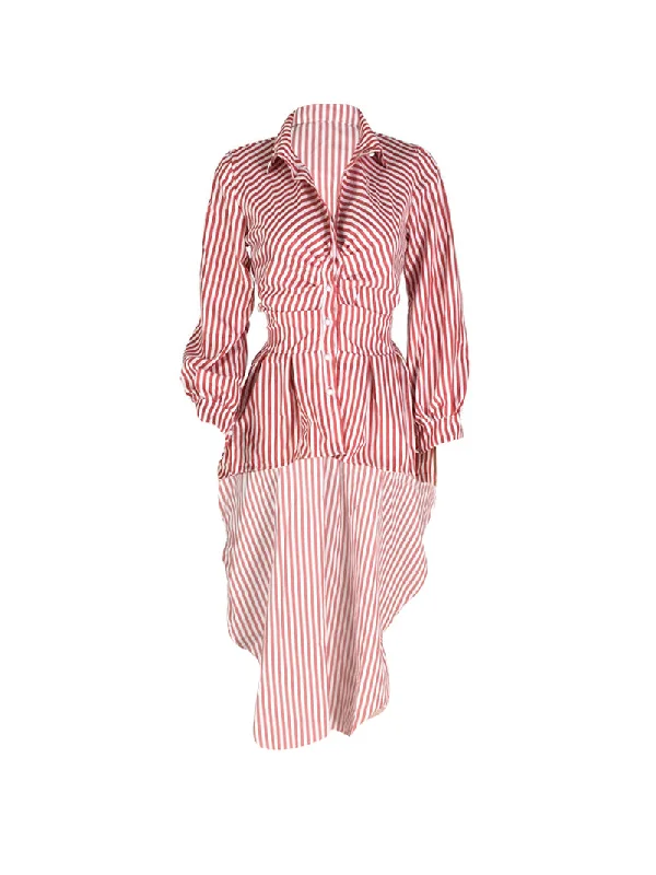 Wholesale  women fashion striped corset high front low back shirt dresses